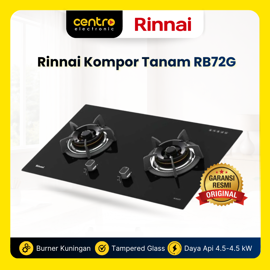 RINNAI KOMPOR TANAM RB72G 2 TUNGKU BLACK
