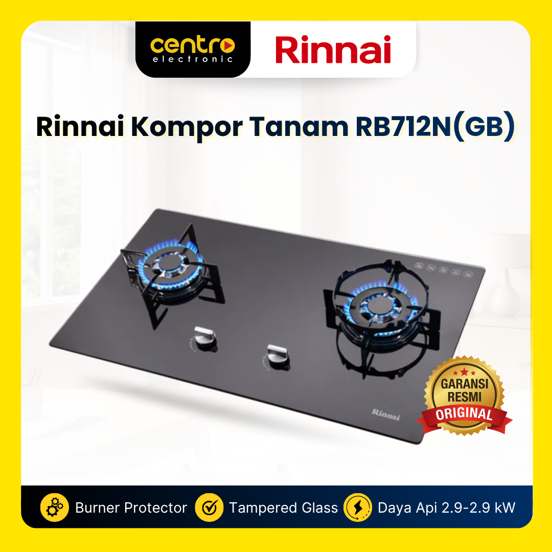RINNAI KOMPOR TANAM RB712N(GB) 2 TUNGKU BLACK