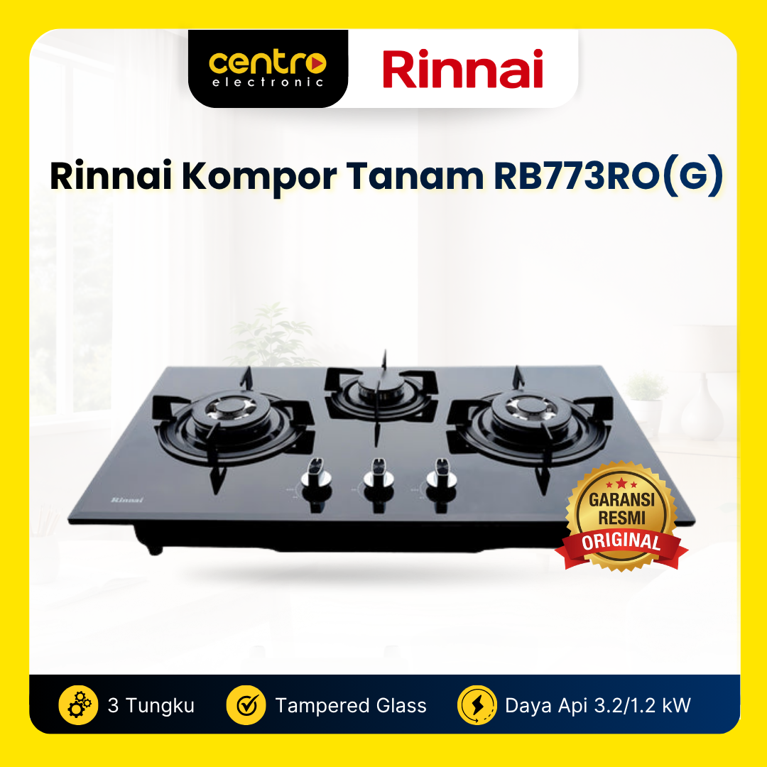 RINNAI KOMPOR TANAM RB773RO(G) 3 TUNGKU BLACK