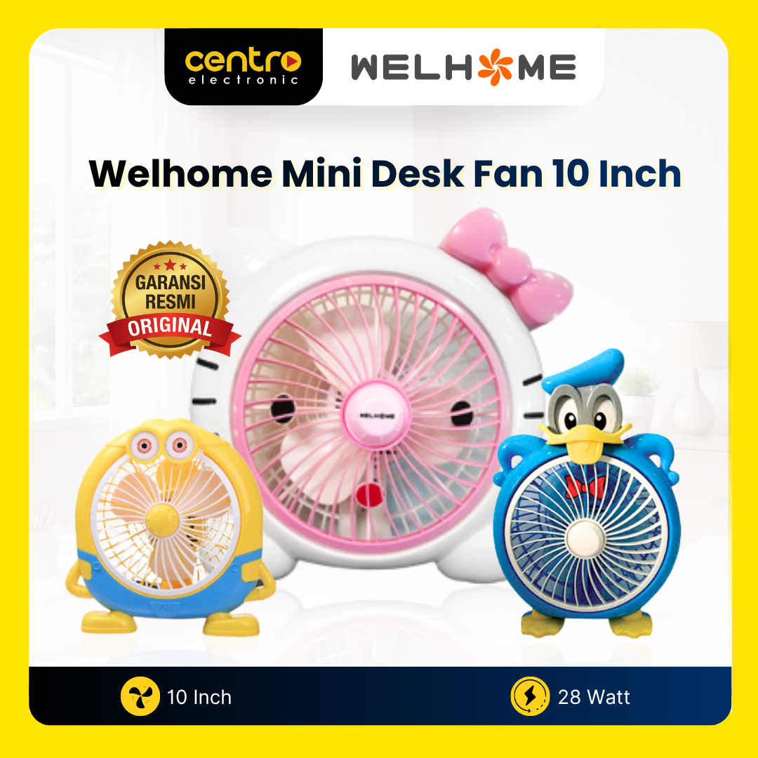 WELHOME DESK FAN 10 INCH KARAKTER MINION HELLO KITTY DUCK