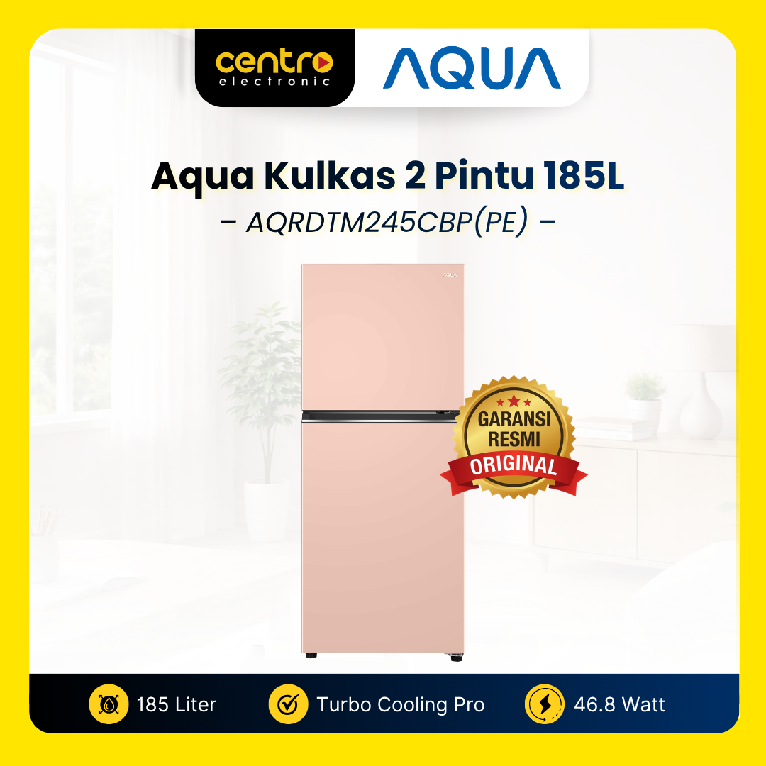 AQUA KULKAS 2 PINTU AQRDTM245CBP(PE) 185L