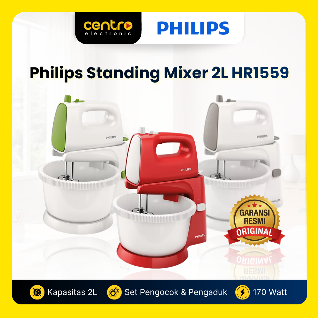 PHILIPS STANDING MIXER HR1559 GREEN RED GREY