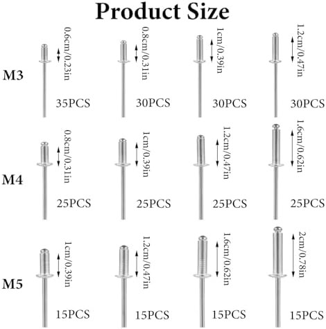 Vue 2 de Pcs Ensemble de Rivets