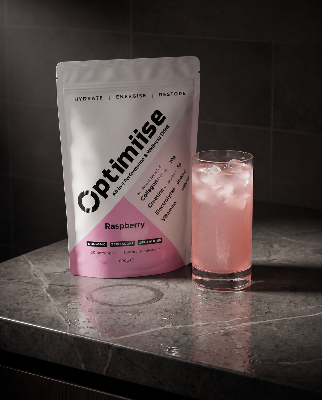 Collagen and Creatine All-in-1 Performance Drink with Electrolytes – Raspberry