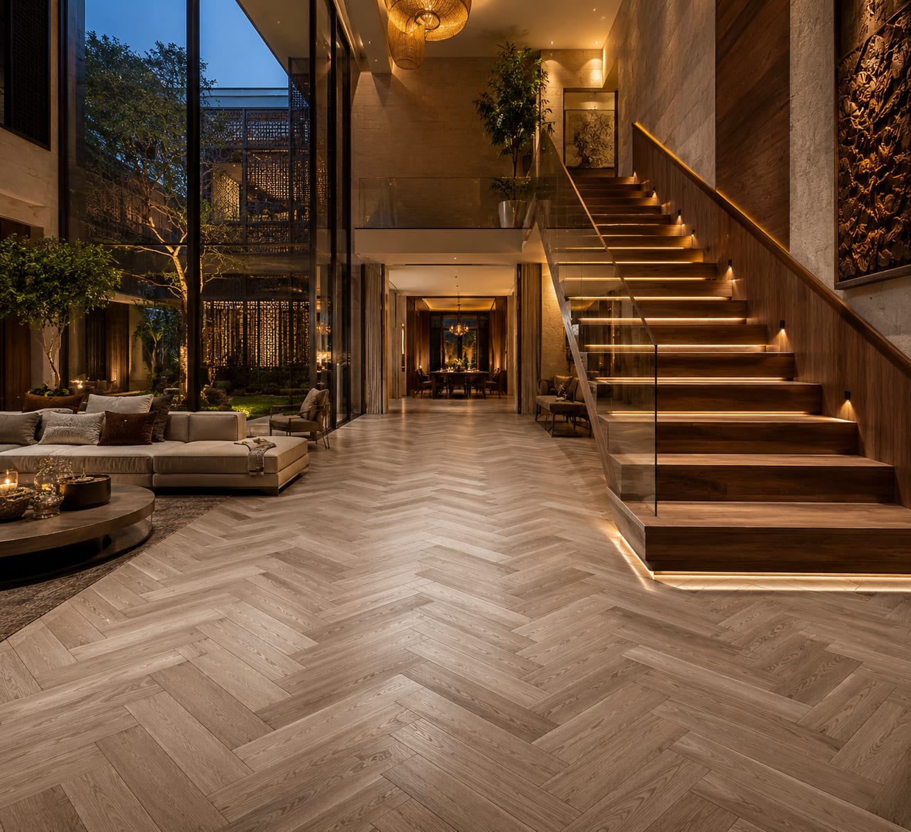 Luxury herringbone flooring