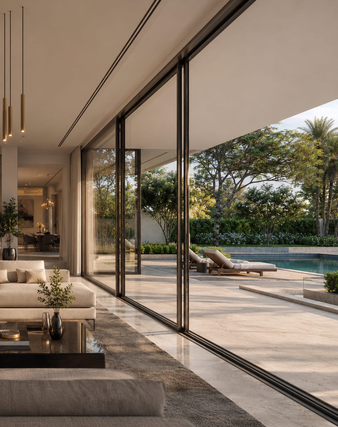 Luxury villa living room openings