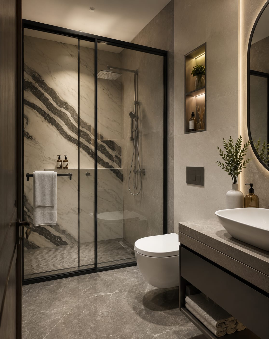 Powder room wet-dry separation