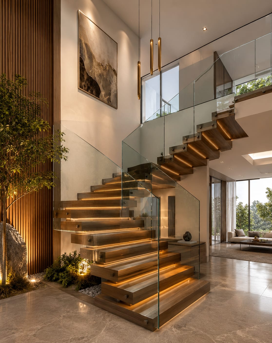Staircase glass panels