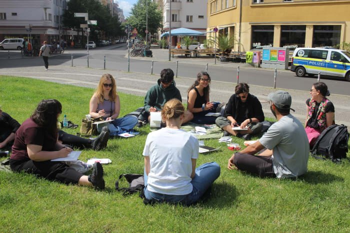 Sketching together in the park