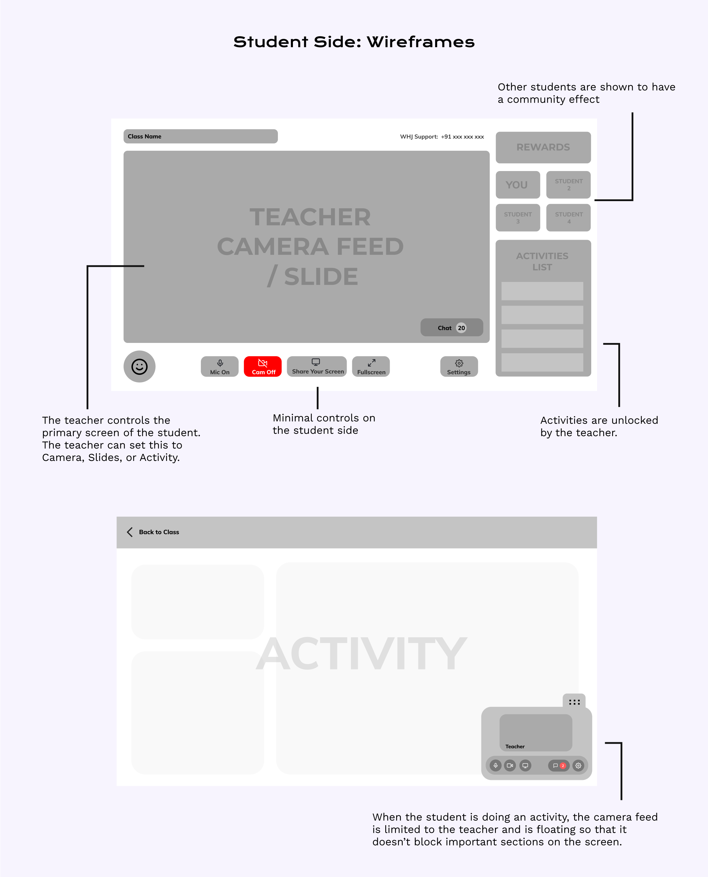 Student Side changes