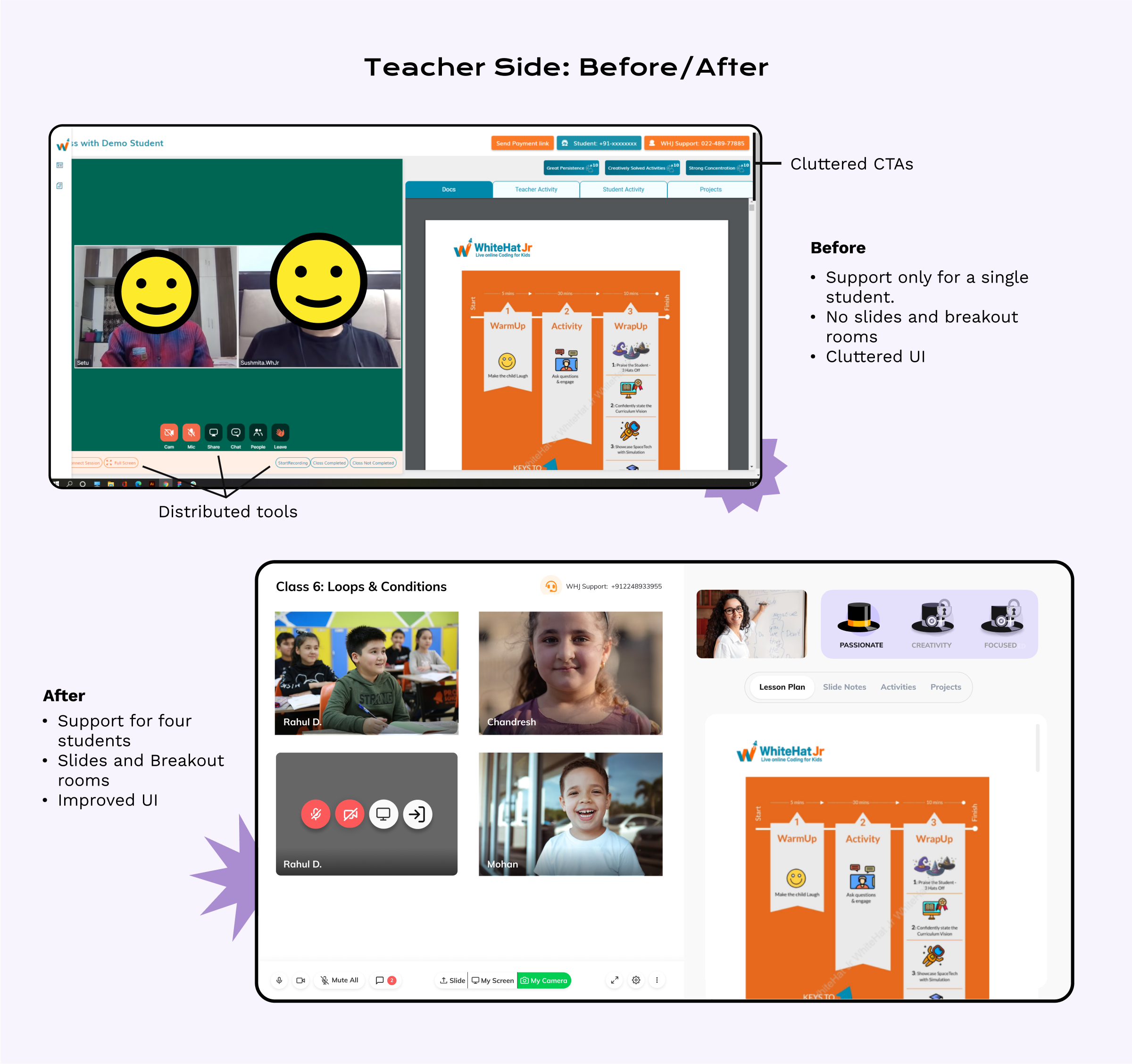 Teacher side final designs