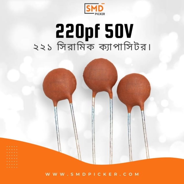Ceramic Capacitor: 221 50V (220pf, 0.22nf, 0.00022uf)