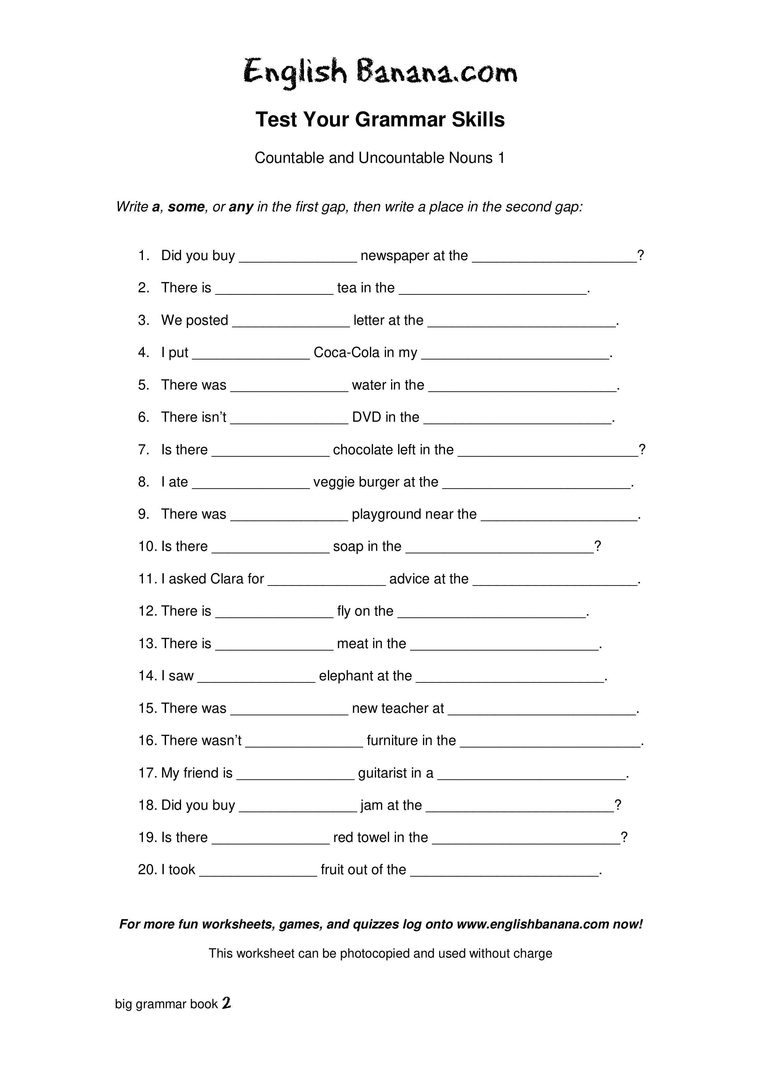 countable and uncountable nouns 1