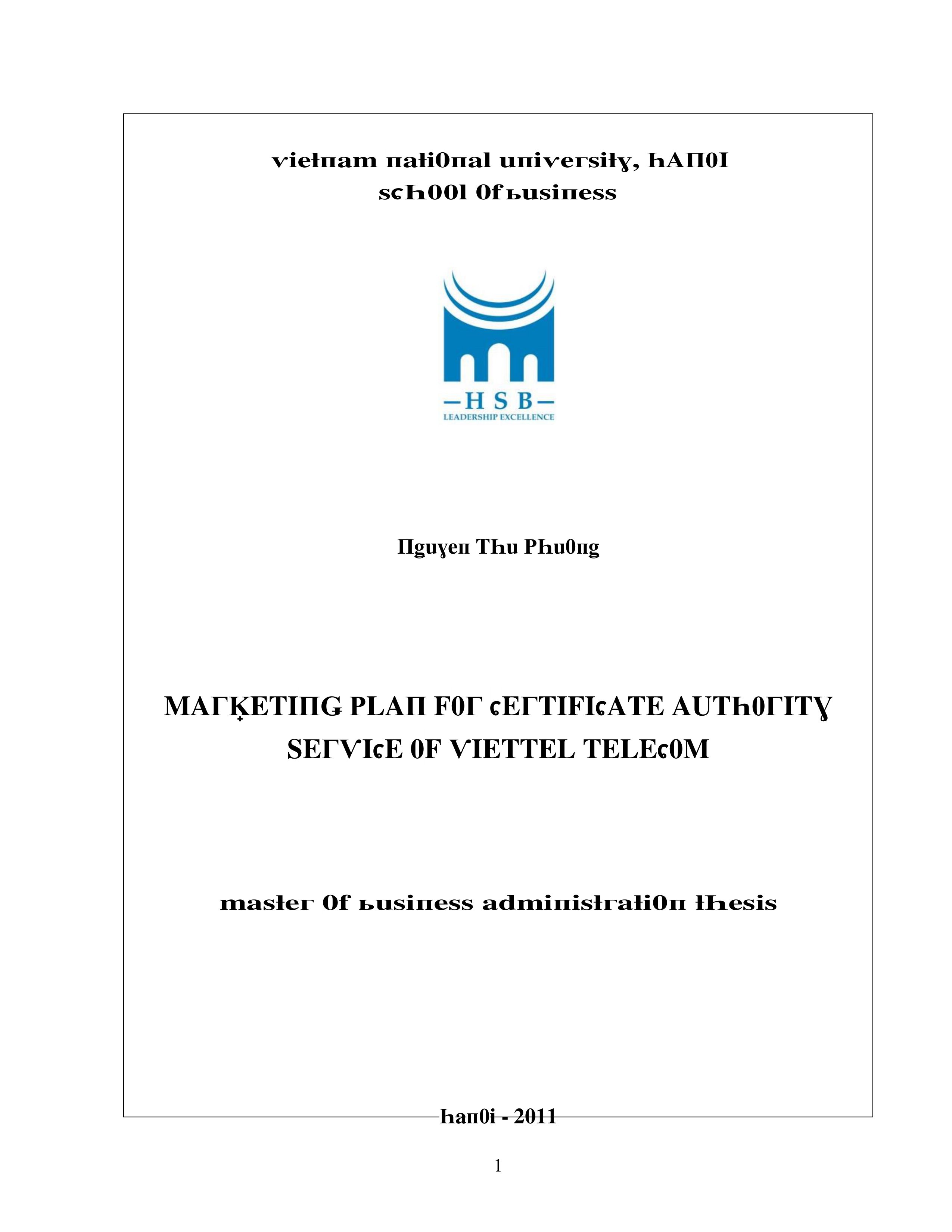 Marketing plan for certificate authority service of viettel telecom kế hoạch marketing cho dịch vụ