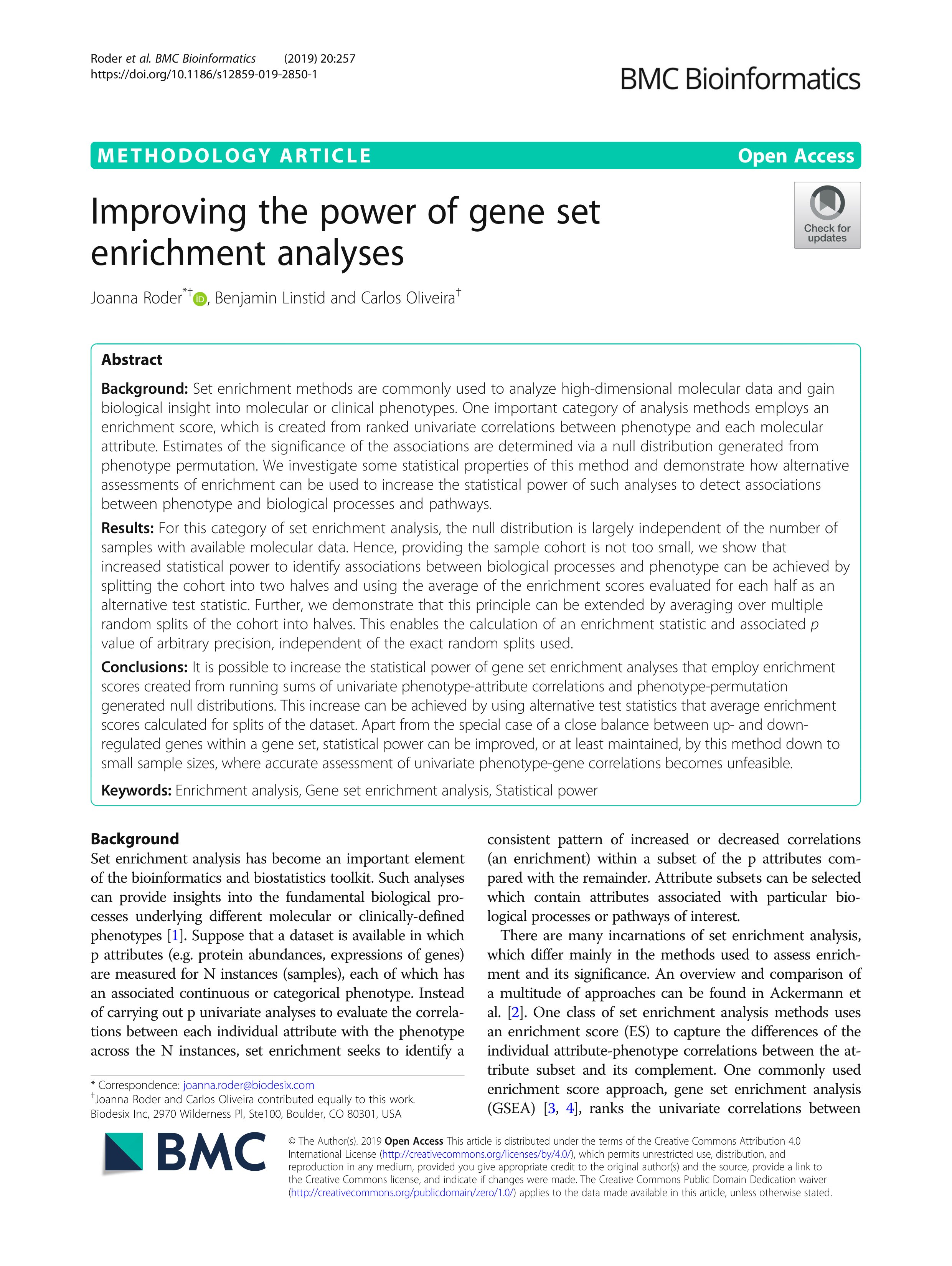 Improving the power of gene set enrichment analyses