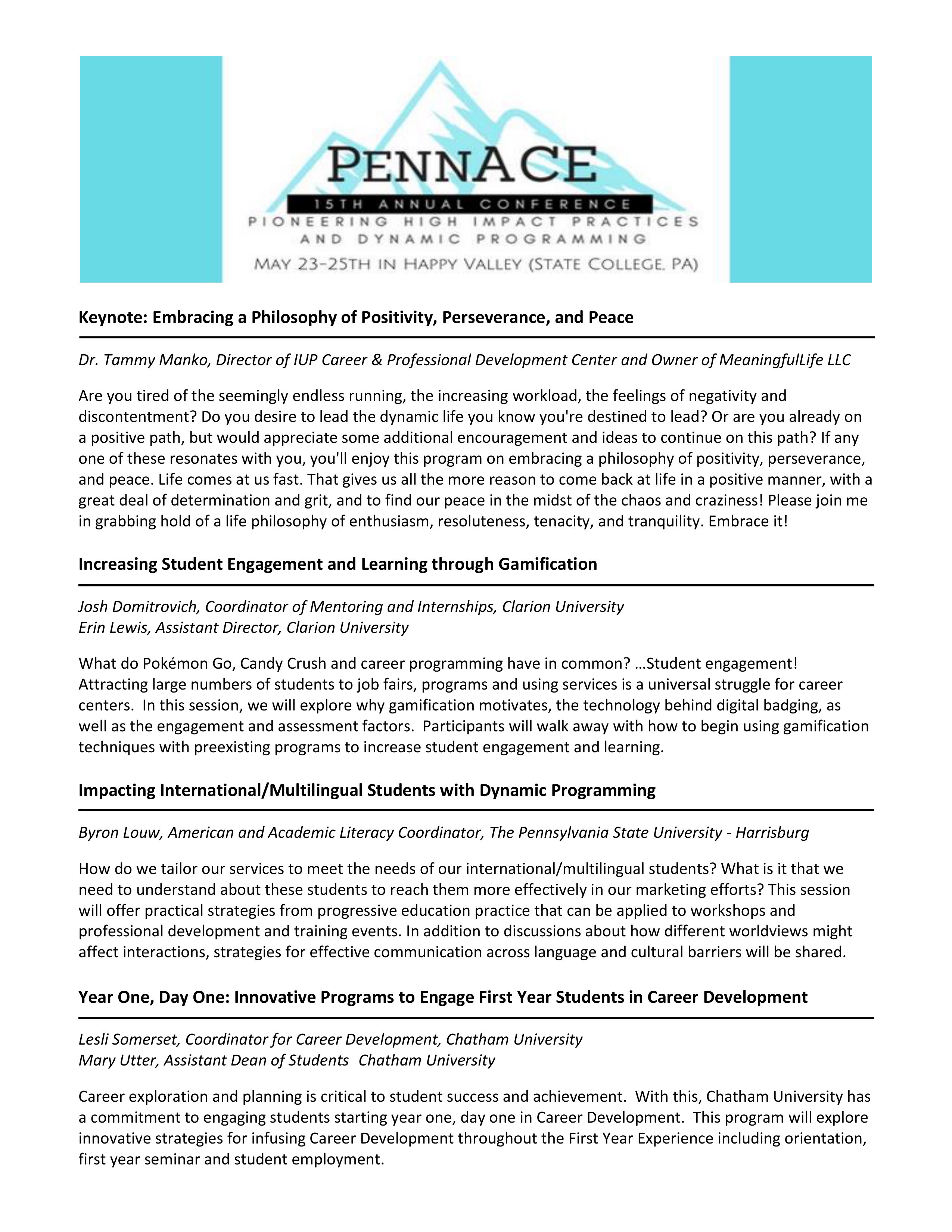presentations at the 15th annual pennace conference 2