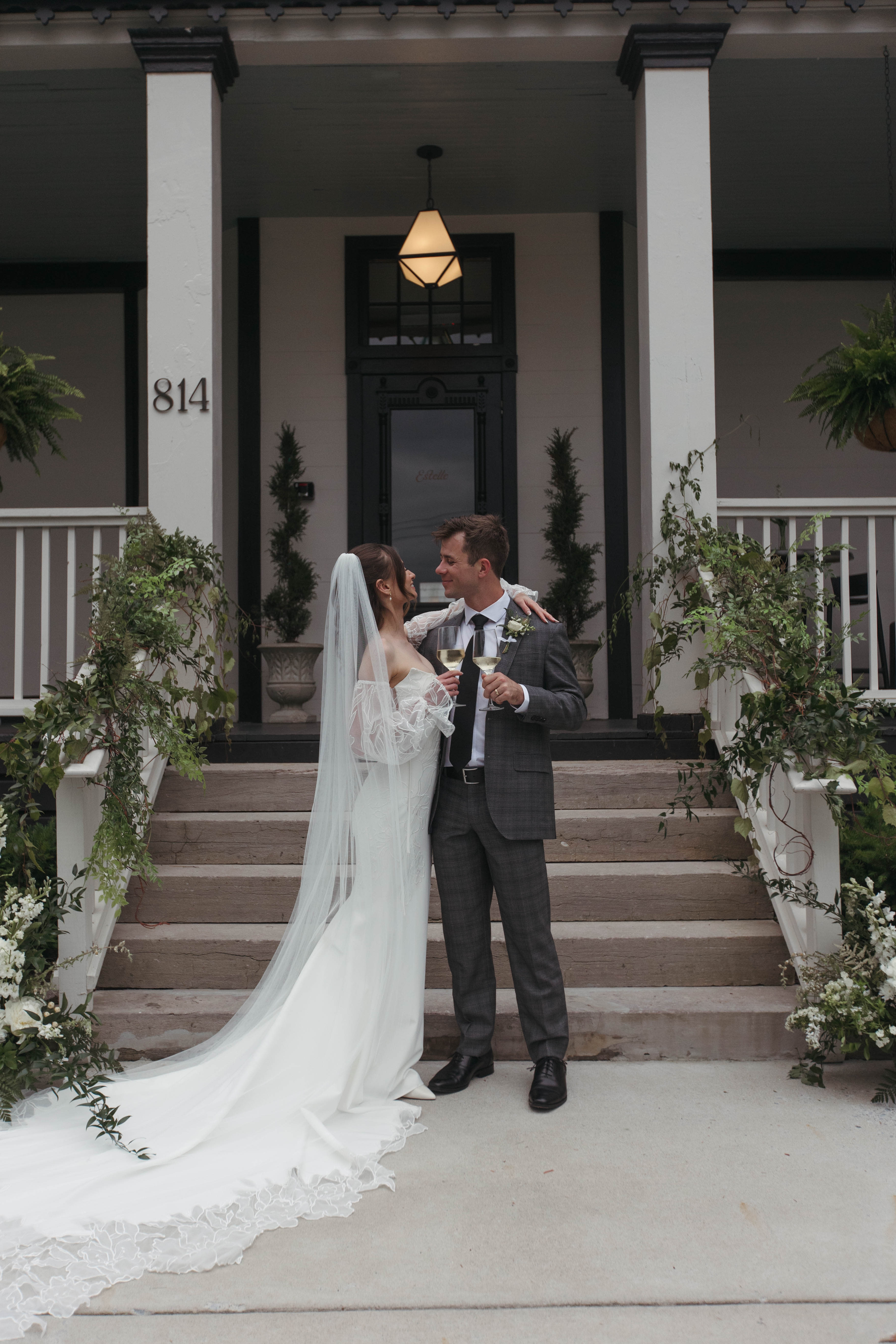 Bride and groom in a quiet, candid wedding portrait