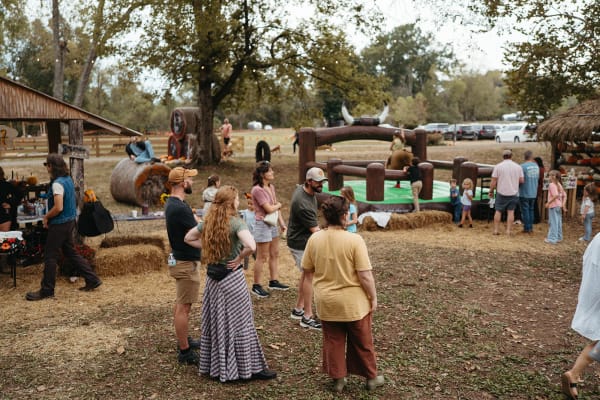 Crowds enjoying the festival grounds