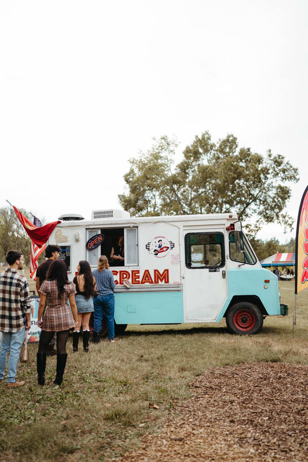 Guests lining up at the ice cream truck