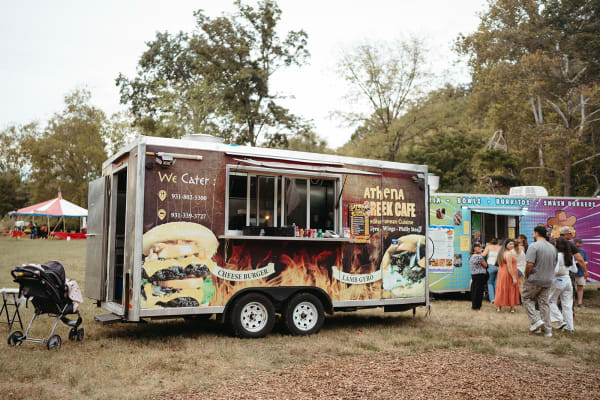 Guests ordering from the food trucks