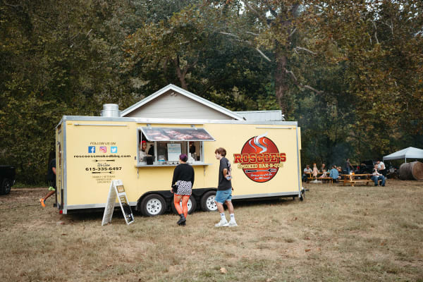 Food trailer set up on the field