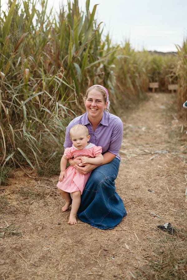 Mom and daughter in the corn maze