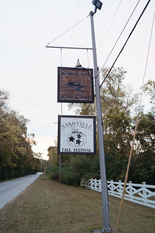 Nashville Fall Festival sign along the road