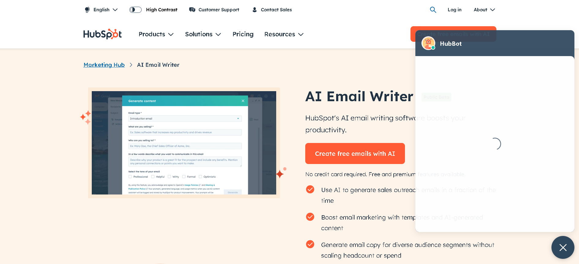 HubSpot AI Email Writer
