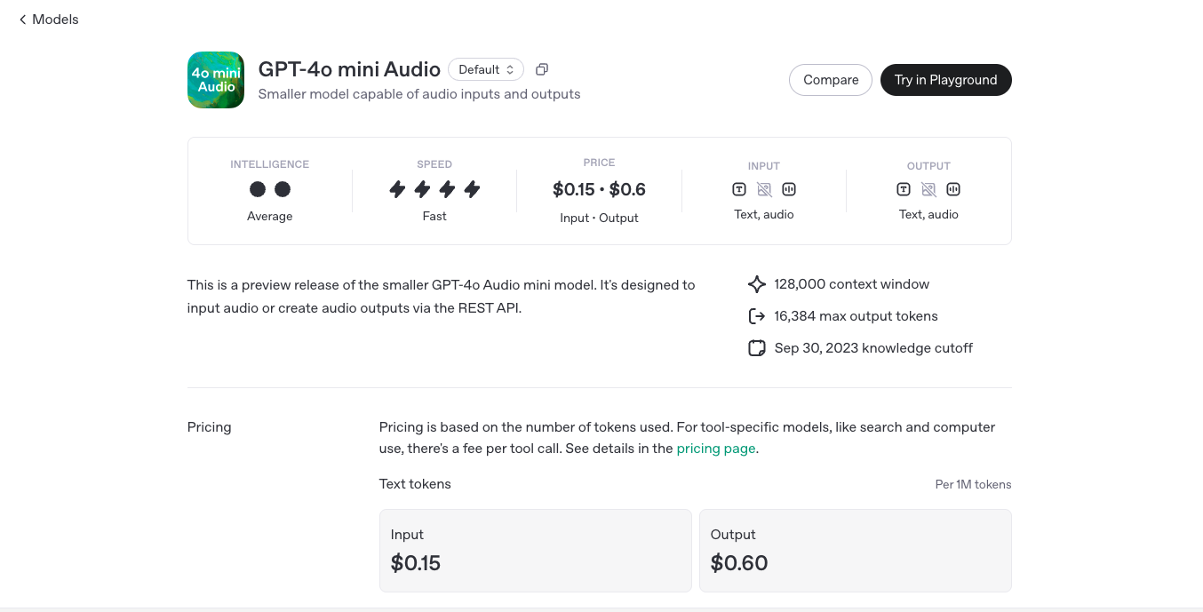 OpenAI GPT 4o mini audio