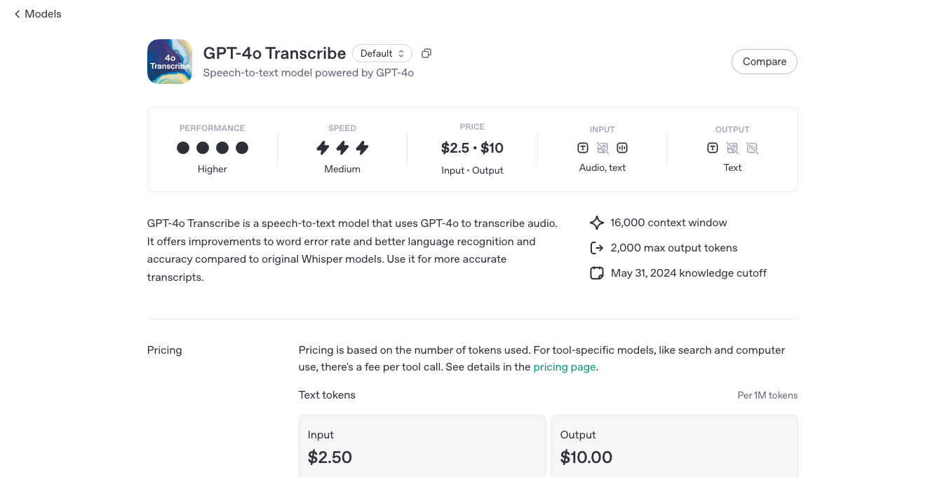 OpenAI GPT 4o Transcribe