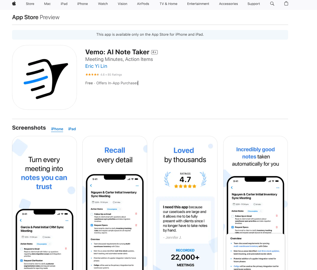 Vemo: AI Note Taker