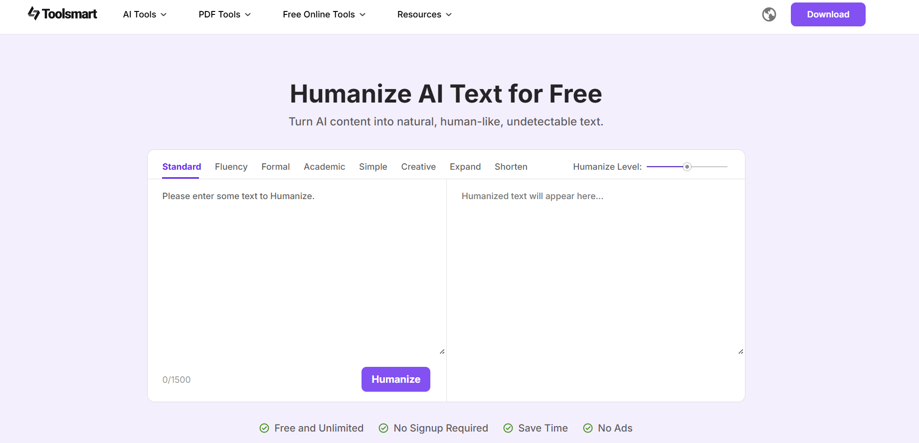 Toolsmart Ai Text Humanizer