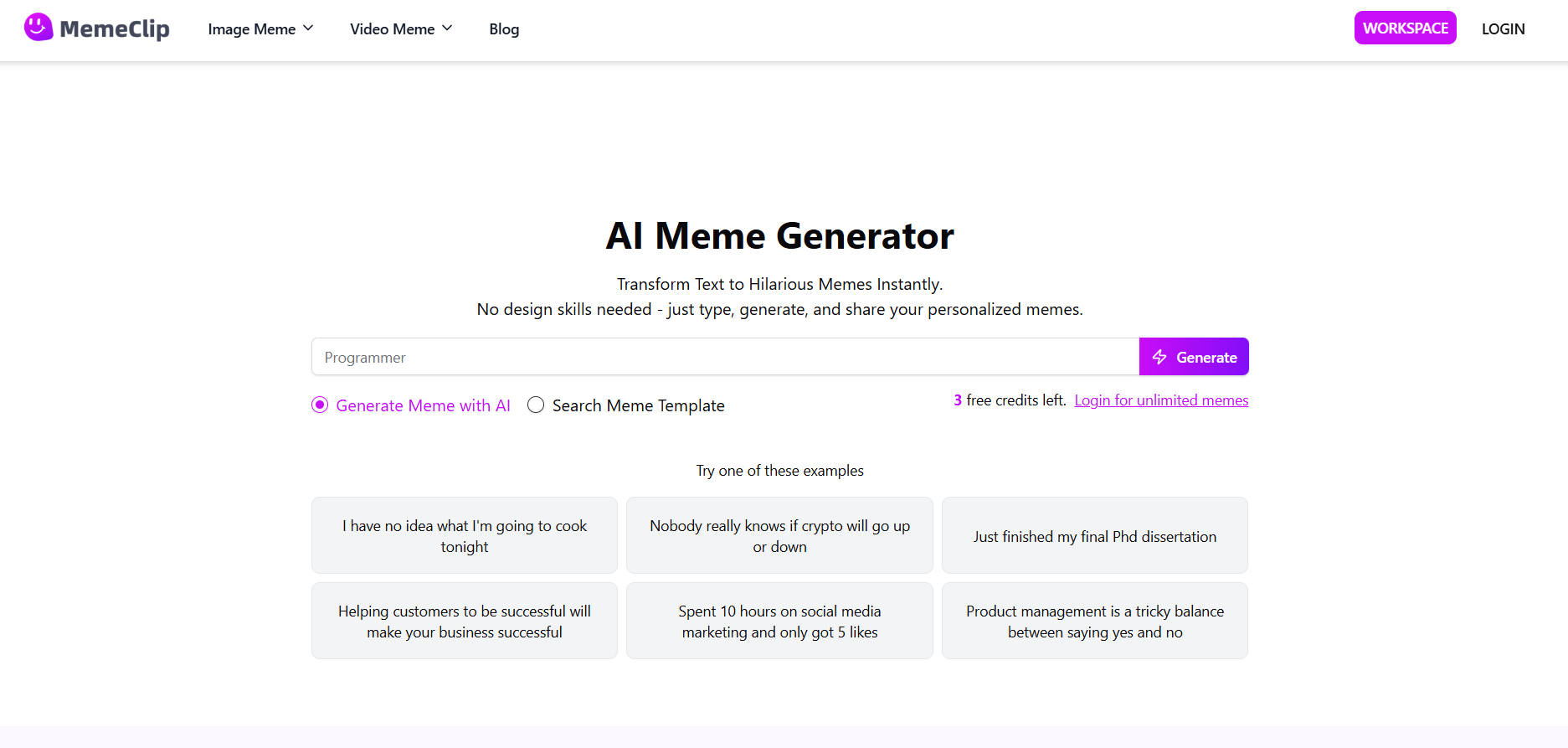 MemeClip AI Meme Generator