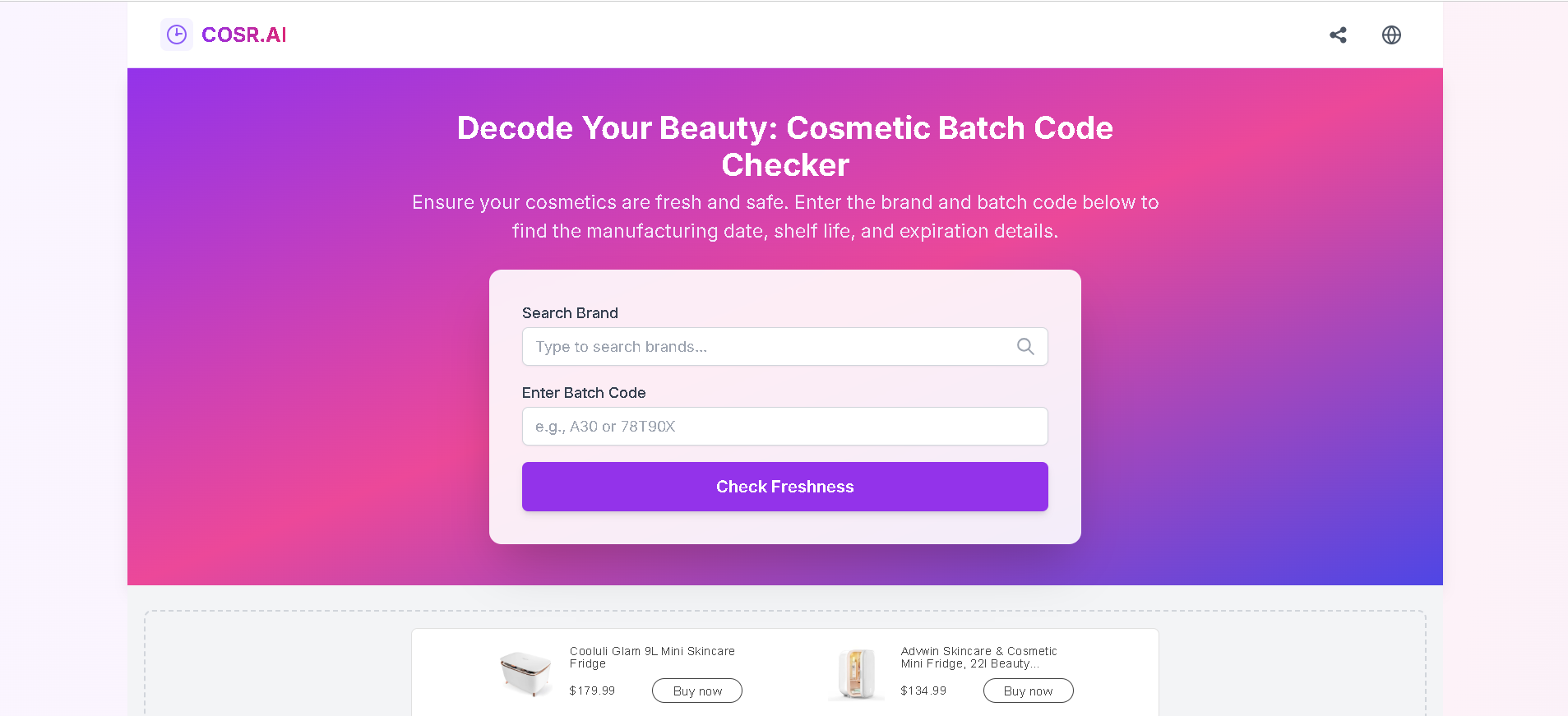 Cosmetic Batch Code Checker