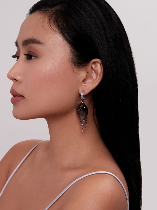 Earrings "Gray and black  veil" hovered