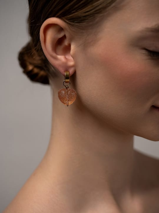Earring "Autumn Fire Heart" hovered