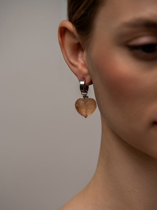 Earring "Autumn Fire Heart" hovered