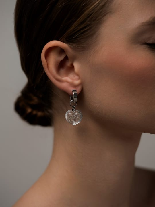 Earrings "Crystal hearts" hovered