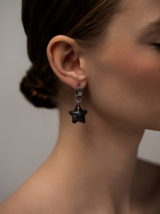 Earrings "Dark velvet stars" hovered