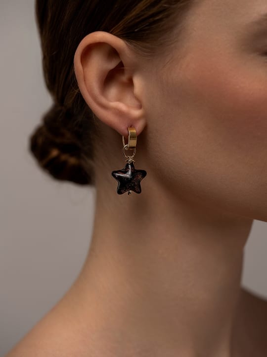 Earrings "Golden night stars" hovered