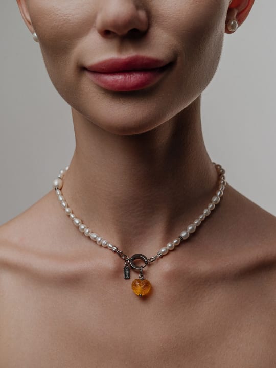 Earring "Aperol Sugar Heart"  hovered