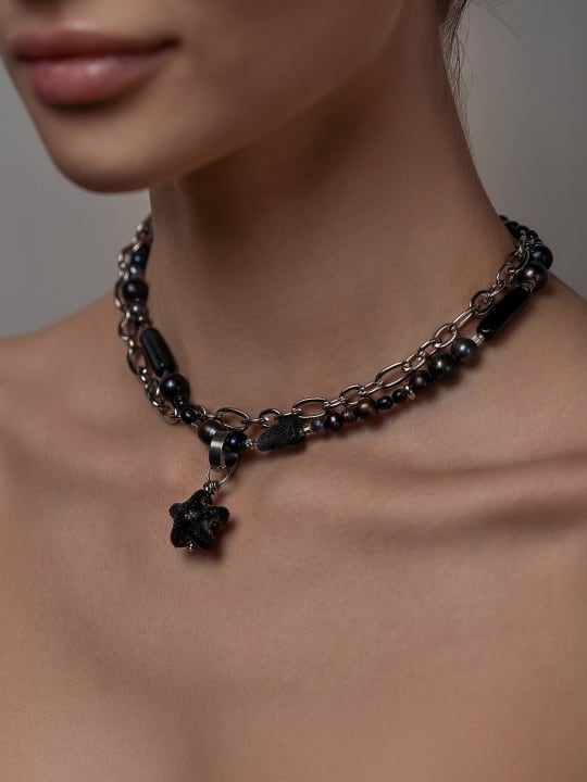 Necklace "Smoky Star Reverie" hovered