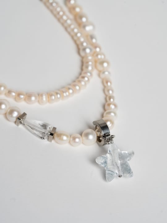 Necklace "Crystal Star Pearl" hovered