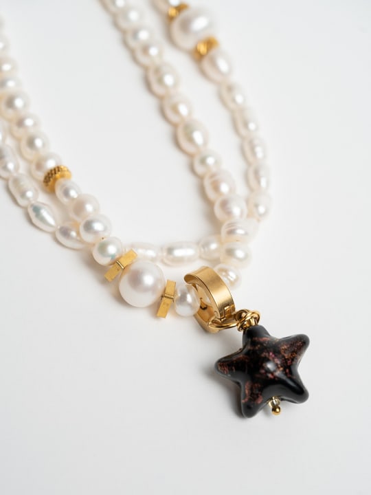 Necklace "Black Star Nocturne" hovered