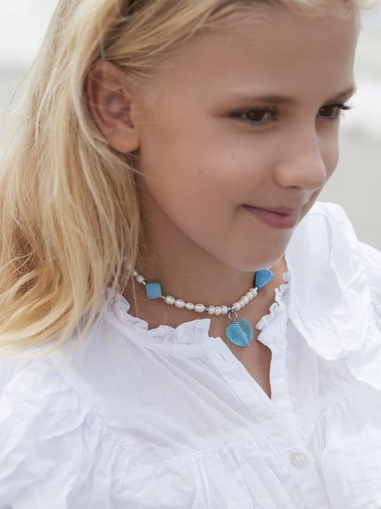 Necklace "Blue ballon" hovered