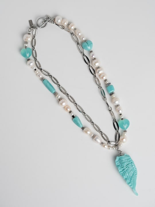 Necklace “Cool Blue Wing” hovered
