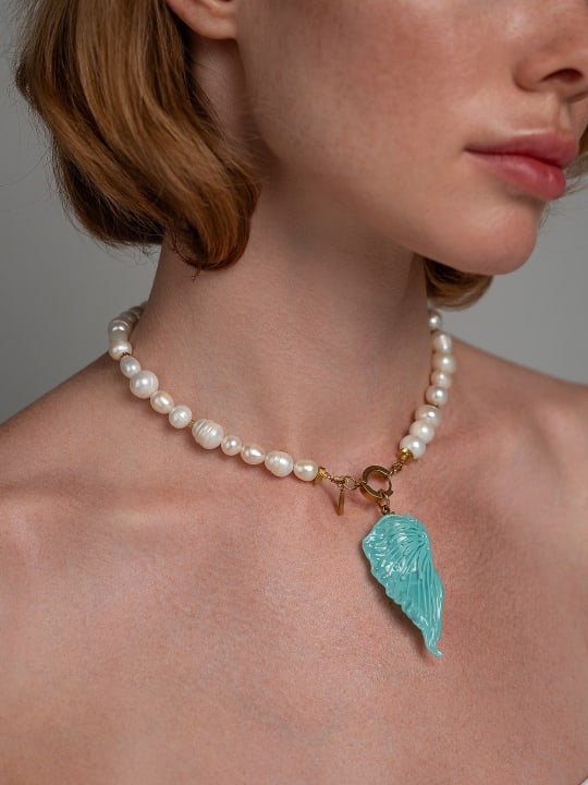 Necklace "Cool Blue Wing" 1