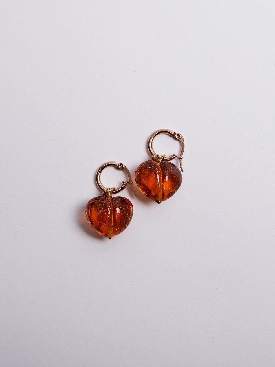 Earrings "Clear amber stone" image 1