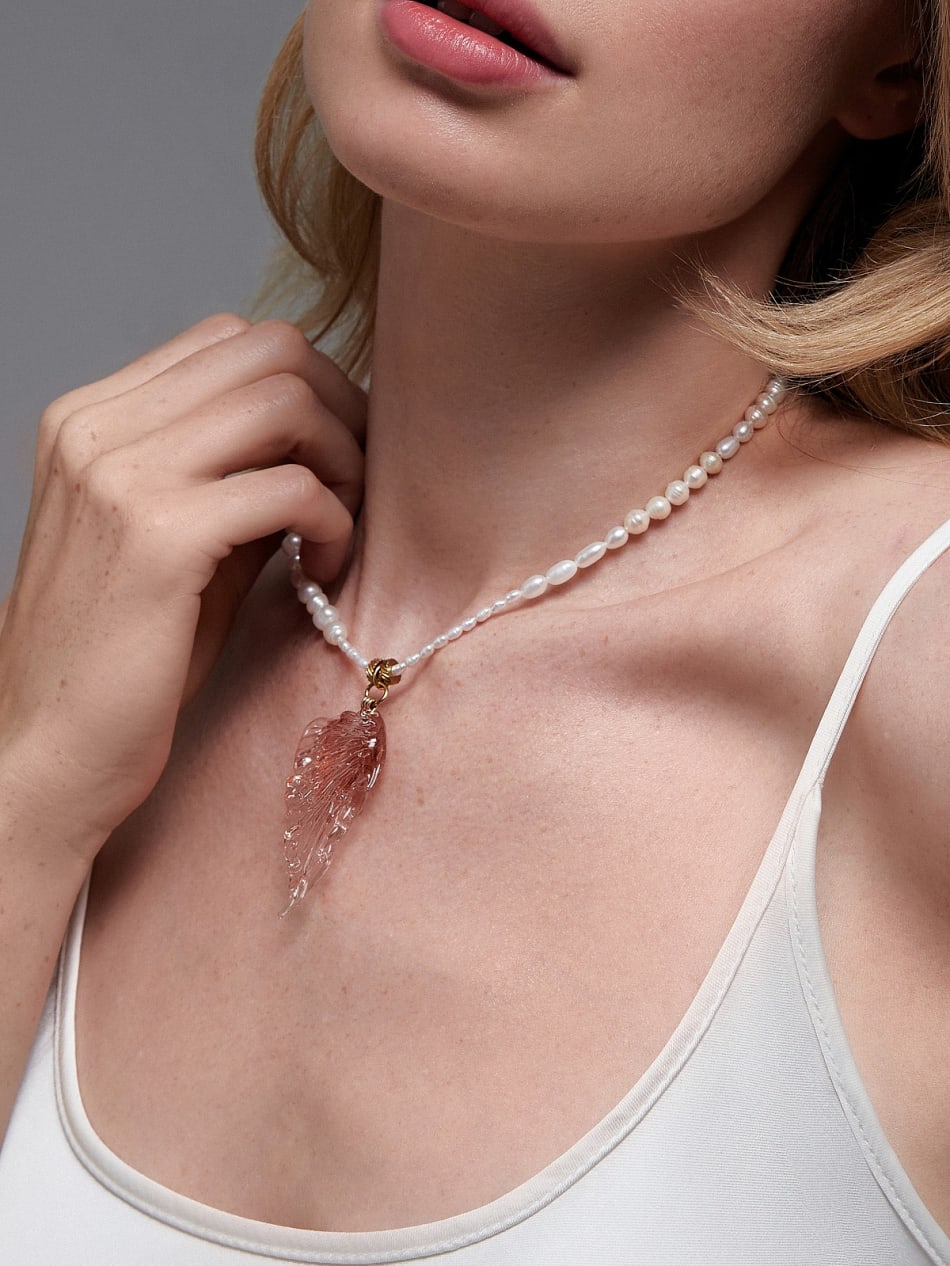 Necklace "Sunset with champagne" image 3