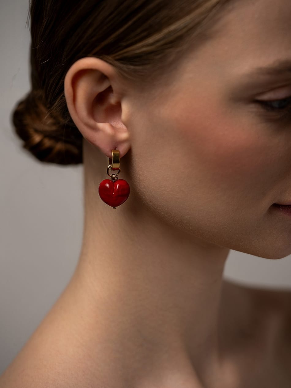 Earring "Glossy Flame Heart" image 2